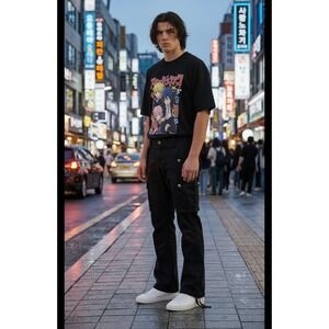 Rodeo Crowns Tactical Cargo Flared Pants M (actual 32 x 33) Rave Grunge Goth Emo